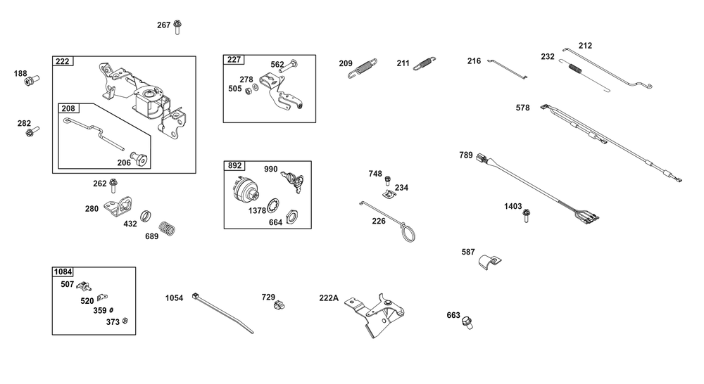 Controls Group Diagram and Parts List for 356447-3542-G1 200000 - 399999 Briggs and Stratton Engine
